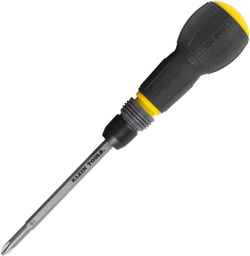 Klein Tools 32960A Fastbit Tru-Grip Screwdriver, Ball-Style Handle with Quick-Release Collar, #2 Phillips and 6 mm Slotted Double-Ended Bit, 1/4-Inch Bit Compatible - Image 1
